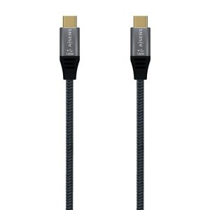 Cable USB 3.2 Tipo-C Aisens A107-0671 20GBPS 100W/ USB Tipo-C Macho - USB Tipo-C Macho/ Hasta 100W/ 2500Mbps/ 1m/ Gris