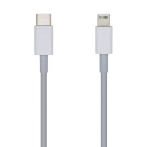 Cable USB 2.0 Tipo-C Lightning Aisens A102-0442/ Lightning Macho - USB Tipo-C Macho/ 1m/ Blanco