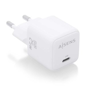 Cargador de Pared GaN Aisens ASCH-25W1P012-W/ 1xUSB Tipo-C/ 25W