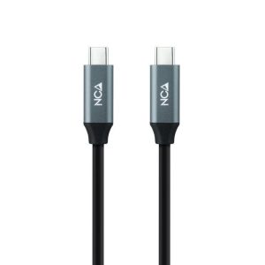 Cable USB 3.2 Nanocable 10.01.4302/ USB Tipo-C Macho - USB Tipo-C Macho/ Hasta 100W/ 2m/ Gris y Negro