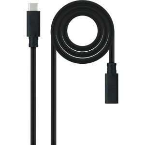 Cable Alargador USB Tipo-C 3.2 Nanocable 10.01.4501/ USB Tipo-C Macho - USB Tipo-C Hembra/ 1m/ Negro
