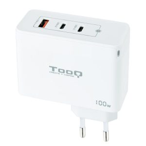 Cargador de Pared GaN TooQ TQWC-GANQC2PD100W/ 2xUSB Tipo-C/ 1xUSB/ 100W