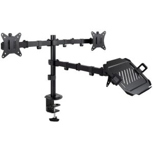 Soporte de Mesa para 2 Monitores y 1 Port?til TooQ DB1202TN-B/ Giratorio/ Inclinable/ hasta 9kg