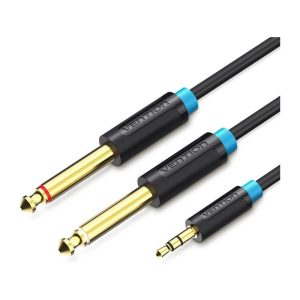 Cable Est?reo Vention BACBI/ Jack 3.5 Macho - 2x Jack 6.5 Macho/ 3m/ Negro