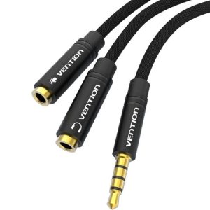 Cable Est?reo Vention BBMBY/ Jack 3.5 Macho - 2x Jack 2.5 Hembra/ 30cm/ Negro