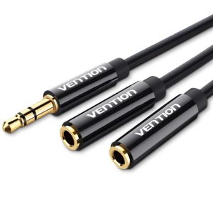 Cable Est?reo Vention BBSBY/ Jack 3.5 Macho - 2x Jack 3.5 Hembra/ 30cm/ Negro