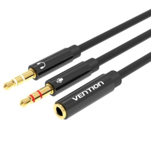 Cable Est?reo Vention BBTBY/ 2x Jack 3.5 Macho - Jack 3.5 Hembra/ 30cm/ Negro
