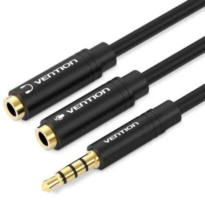 Cable Est?reo Vention BBVBY/ Jack 3.5 Macho - 2x Jack 3.5 Hembra/ 30cm/ Negro