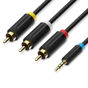 Cable Est?reo Vention BCCBG/ Jack 2.5 Macho - 3x RCA Macho/ 1.5m/ Negro