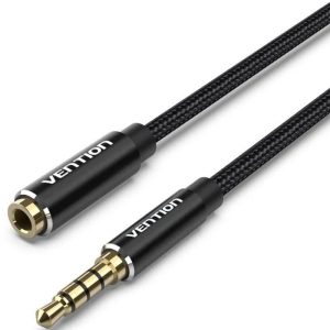 Cable Est?reo Vention BHCBJ/ Jack 3.5 Macho - Jack 3.5 Hembra/ 5m/ Negro